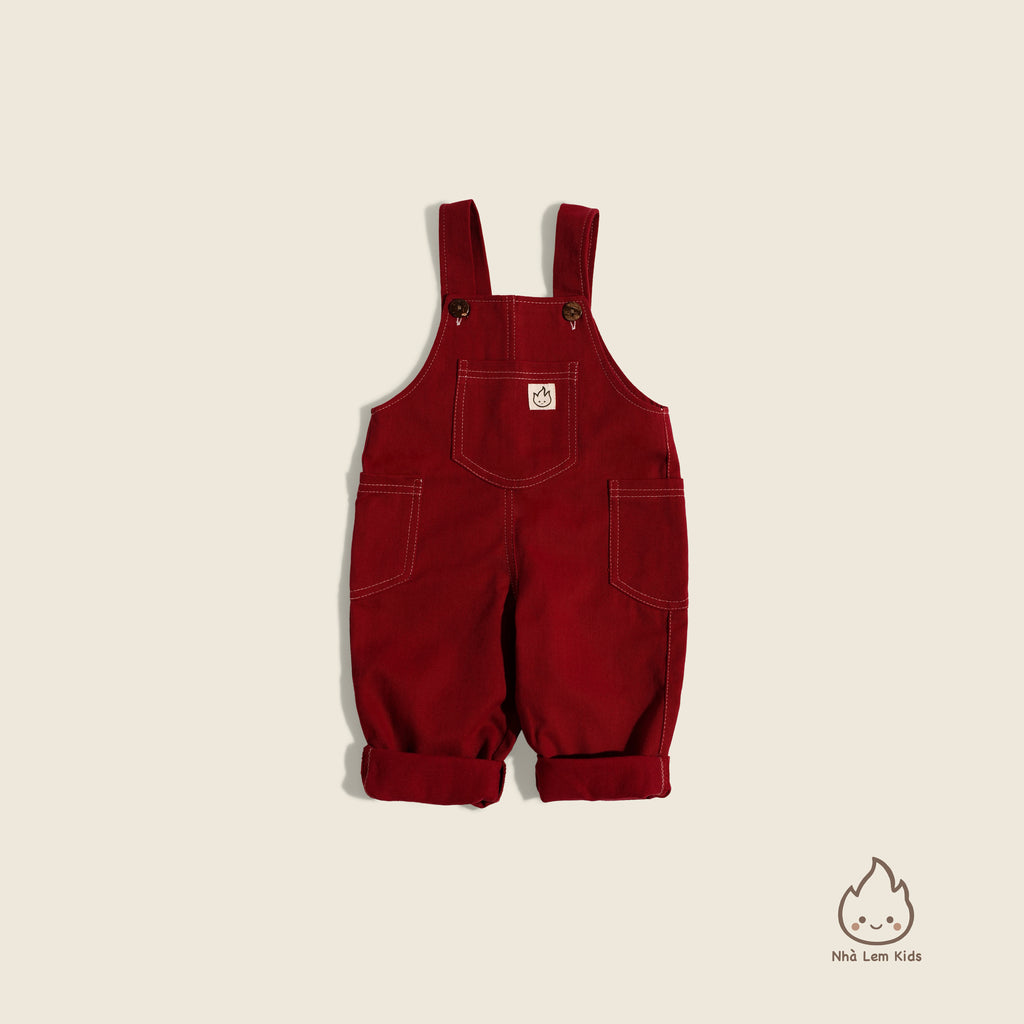 Yếm dài kaki đỏ cho bé