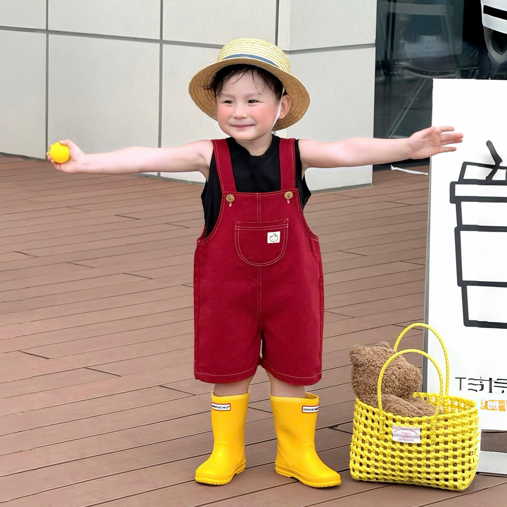 Yếm ngắn kaki đỏ cho bé