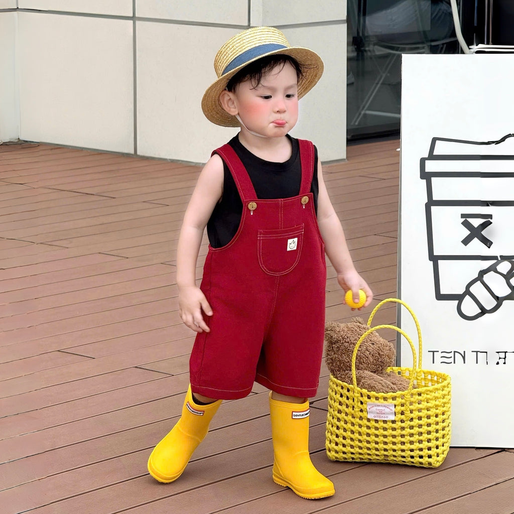Yếm ngắn kaki đỏ cho bé