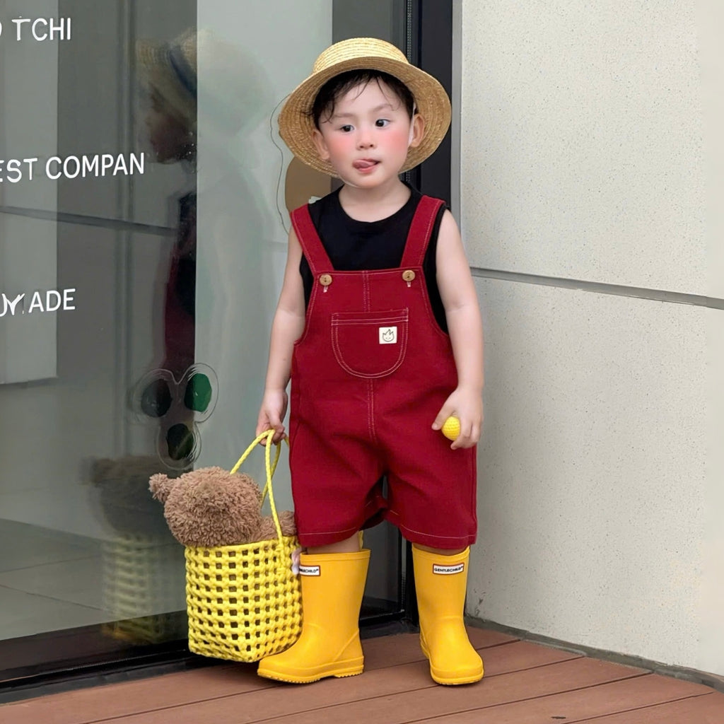 Yếm ngắn kaki đỏ cho bé