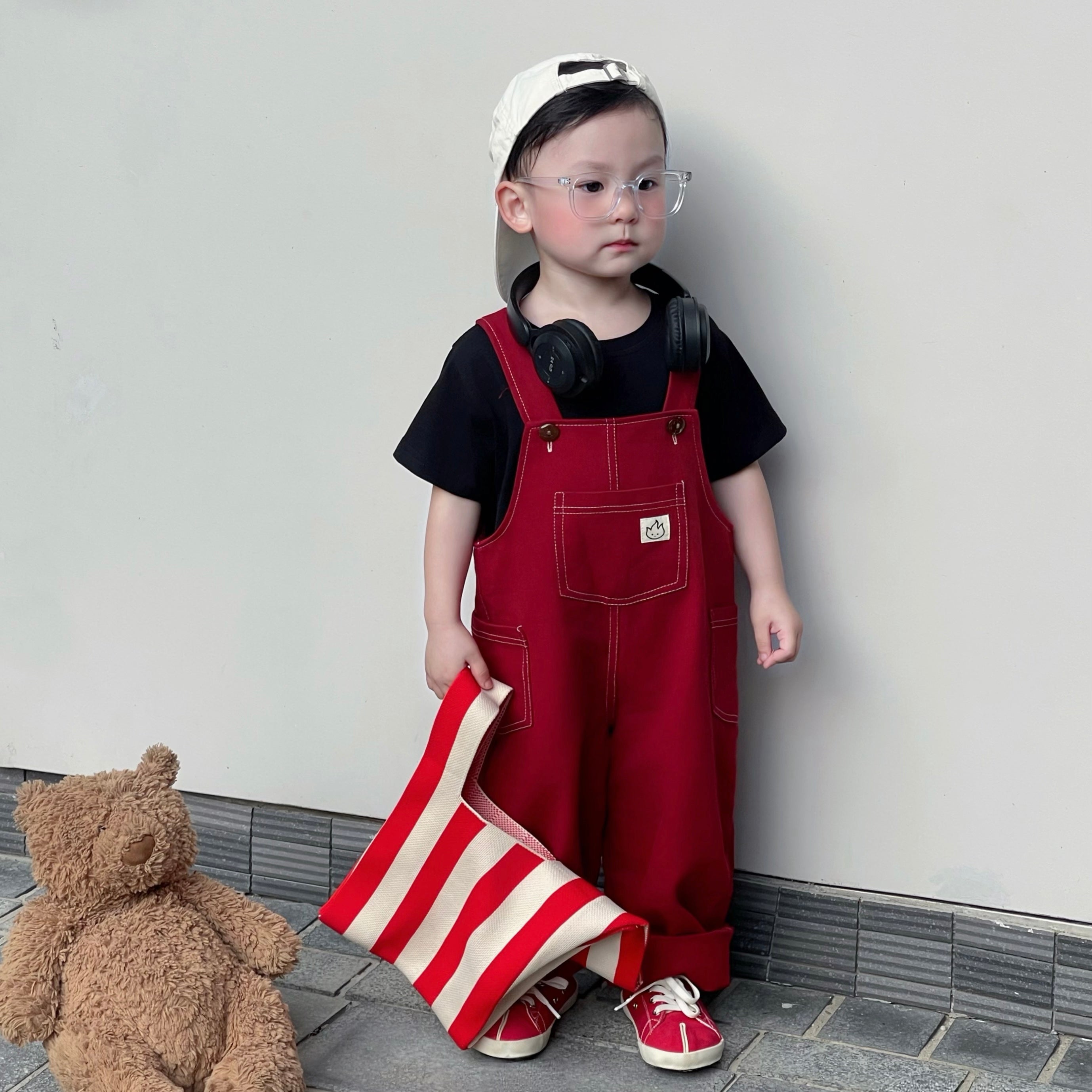Yếm dài kaki đỏ cho bé